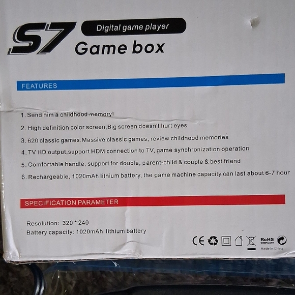 S7 Handheld Game Console - Black with Red and Blue Accents 620 Games NWT - Picture 2 of 4